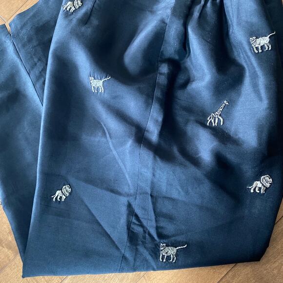 Vintage silk crop pants with embroidered safari animals size 14 - Picture 7 of 8